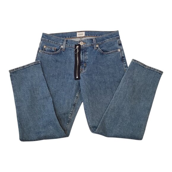 HUDSON SZ 27 Riley Relaxed Cropped Straight Exposed Zipper Stretch Jeans - Picture 7 of 15